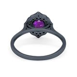 Halo Wedding Engagement Bridal Ring Art Deco Round Cubic Zirconia 925 Sterling Silver