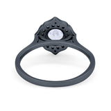 Halo Wedding Engagement Bridal Ring Art Deco Round Cubic Zirconia 925 Sterling Silver