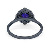 Halo Wedding Engagement Bridal Ring Art Deco Round Cubic Zirconia 925 Sterling Silver