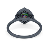 Halo Wedding Engagement Bridal Ring Art Deco Round Cubic Zirconia 925 Sterling Silver
