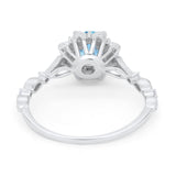 Art Deco Floral Style Wedding Engagemnet Ring Round Cubic Zirconia 925 Sterling Silver
