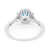 Art Deco Floral Style Wedding Engagemnet Ring Round Cubic Zirconia 925 Sterling Silver