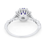 Art Deco Floral Style Wedding Engagemnet Ring Round Cubic Zirconia 925 Sterling Silver