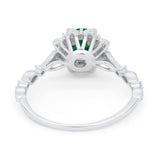Art Deco Floral Style Wedding Engagemnet Ring Round Cubic Zirconia 925 Sterling Silver