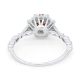Art Deco Floral Style Wedding Engagemnet Ring Round Cubic Zirconia 925 Sterling Silver