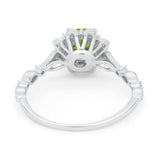Art Deco Floral Style Wedding Engagemnet Ring Round Cubic Zirconia 925 Sterling Silver
