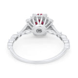 Art Deco Floral Style Wedding Engagemnet Ring Round Cubic Zirconia 925 Sterling Silver
