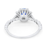 Art Deco Floral Style Wedding Engagemnet Ring Round Cubic Zirconia 925 Sterling Silver
