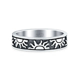 Sun Ring Oxidized Band Solid 925 Sterling Silver Thumb Ring (5mm)