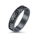 Sun Ring Oxidized Band Solid 925 Sterling Silver Thumb Ring (5mm)