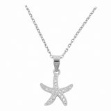 Sterling Silver Starfish Necklace with Cubic Zirconia 16
