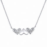 Heart Necklace Round Simulated Cubic Zirconia 925 Sterling Silver