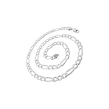 4MM 100 Figaro Pave Link Chain .925 Sterling Silver  Sizes "8-30" Inches