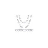 10MM 250 Figaro Pave Link Chain .925 Sterling Silver  Sizes "8-28" Inches