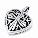 Heart Locket Pendant Charm Cross Solid Oxidized 925 Sterling Silver