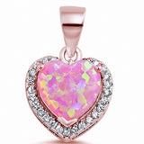 Halo Heart Pendant Charm Round Cubic Zirconia 925 Sterling Silver Choose Color
