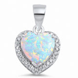 Halo Heart Pendant Charm Round Cubic Zirconia 925 Sterling Silver Choose Color