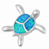 Turtle Pendant Created Opal 925 Sterling Silver