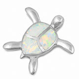 Turtle Pendant Created Opal 925 Sterling Silver