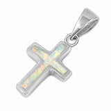 Cross Pendant Created Opal 925 Sterling Silver Choose Color