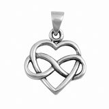 Plain Infinity Heart Pendant 925 Sterling Silver (20mm)