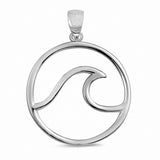 Wave Pendant Ocean Wave 925 Sterling Silver Choose Color