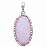 Solitaire Pendant Oval Created Fire Blue Opal White Opal 925 Sterling Silver (30mm) Choose Color