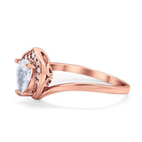 Teardrop Filigree Wedding Ring Round Simulated Cubic Zirconia 925 Sterling Silver
