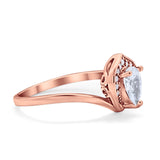 Teardrop Filigree Wedding Ring Round Simulated Cubic Zirconia 925 Sterling Silver