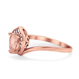Teardrop Filigree Wedding Ring Round Simulated Cubic Zirconia 925 Sterling Silver
