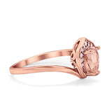 Teardrop Filigree Wedding Ring Round Simulated Cubic Zirconia 925 Sterling Silver