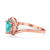 Teardrop Filigree Wedding Ring Round Simulated Cubic Zirconia 925 Sterling Silver