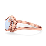 Teardrop Filigree Wedding Ring Round Simulated Cubic Zirconia 925 Sterling Silver