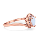 Teardrop Filigree Wedding Ring Round Simulated Cubic Zirconia 925 Sterling Silver