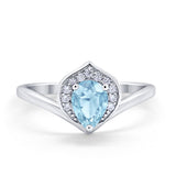 Teardrop Filigree Wedding Ring Round Simulated Cubic Zirconia 925 Sterling Silver