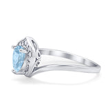 Teardrop Filigree Wedding Ring Round Simulated Cubic Zirconia 925 Sterling Silver