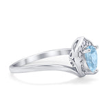 Teardrop Filigree Wedding Ring Round Simulated Cubic Zirconia 925 Sterling Silver