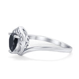 Teardrop Filigree Wedding Ring Round Simulated Cubic Zirconia 925 Sterling Silver