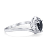 Teardrop Filigree Wedding Ring Round Simulated Cubic Zirconia 925 Sterling Silver