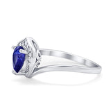 Teardrop Filigree Wedding Ring Round Simulated Cubic Zirconia 925 Sterling Silver