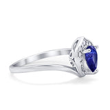Teardrop Filigree Wedding Ring Round Simulated Cubic Zirconia 925 Sterling Silver