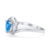 Teardrop Filigree Wedding Ring Round Simulated Cubic Zirconia 925 Sterling Silver