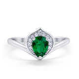 Teardrop Filigree Wedding Ring Round Simulated Cubic Zirconia 925 Sterling Silver