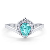Teardrop Filigree Wedding Ring Round Simulated Cubic Zirconia 925 Sterling Silver