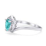 Teardrop Filigree Wedding Ring Round Simulated Cubic Zirconia 925 Sterling Silver