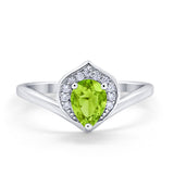 Teardrop Filigree Wedding Ring Round Simulated Cubic Zirconia 925 Sterling Silver