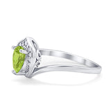 Teardrop Filigree Wedding Ring Round Simulated Cubic Zirconia 925 Sterling Silver