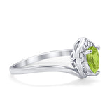 Teardrop Filigree Wedding Ring Round Simulated Cubic Zirconia 925 Sterling Silver