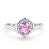 Teardrop Filigree Wedding Ring Round Simulated Cubic Zirconia 925 Sterling Silver