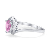 Teardrop Filigree Wedding Ring Round Simulated Cubic Zirconia 925 Sterling Silver